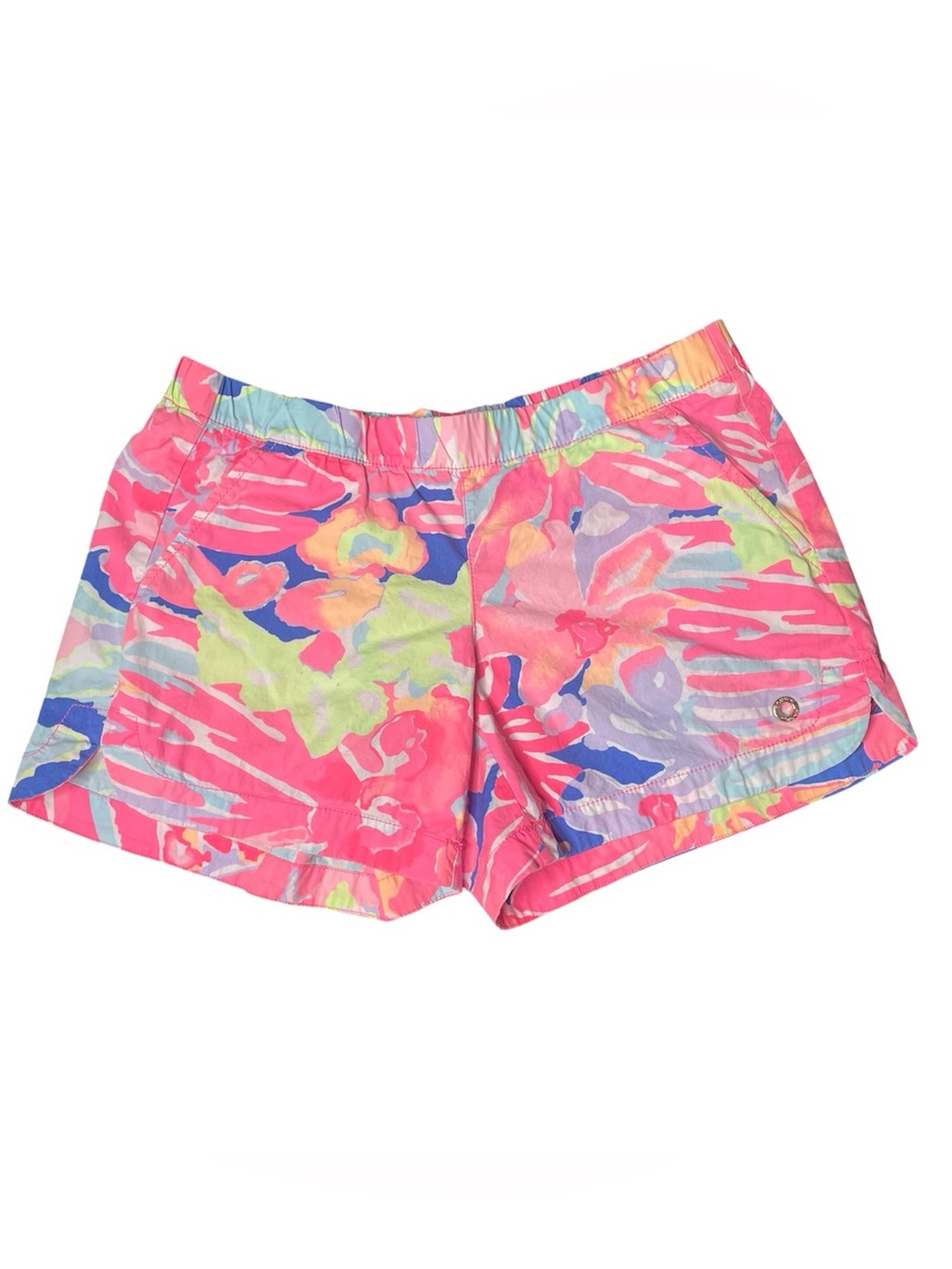Lilly Pulitzer pink floral ocean view cotton pull on shorts XS